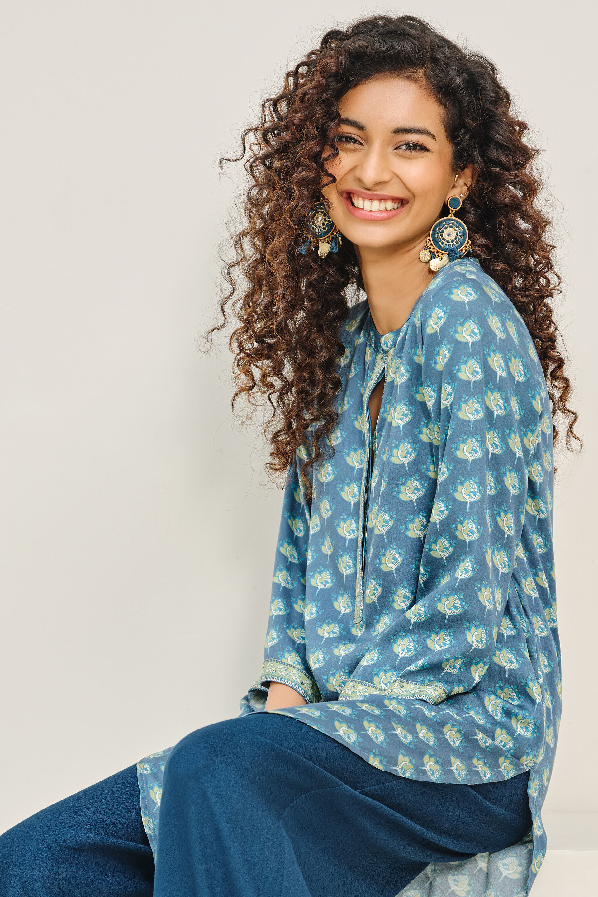 Indigo Flow Modal Tunic, Blue, image 3